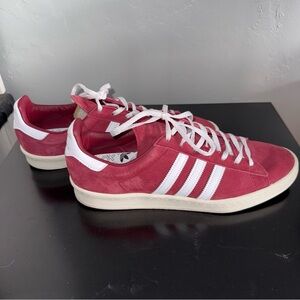 Adidas Burgundy and White Campus 80s Classic Sneakers